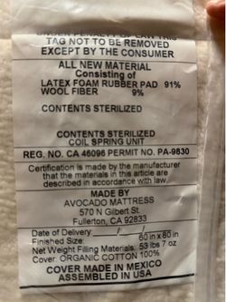 Queen size mattress Avocado