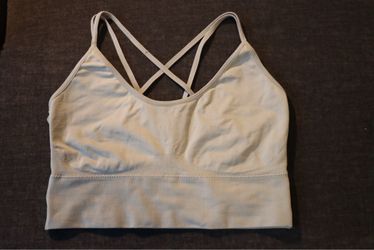 Light Sage Green Ribbed Sports Bra Crossback