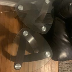 2 glass tables