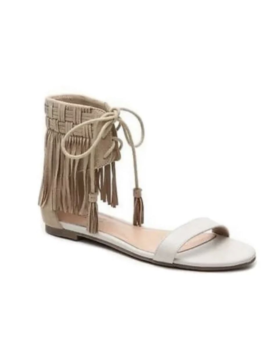 Beige Fringe Sandals By Indigo Boho Style size 8.5