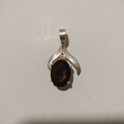 pendant smokey quartz  sterling silver