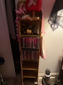 Wicker bookshelf/CD shelf