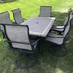 AGIO Cast Iron Patio Table & 6 Chairs