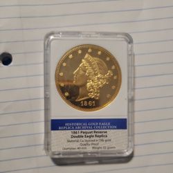 1861 Paquet Historical Gold Eagle  Replica Layered In 24k Gold