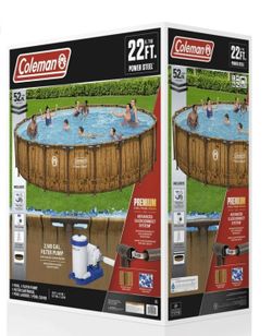 Coleman Power Steel 22 ft. x 52 in. Round Metal Frame Above Ground Pool Set