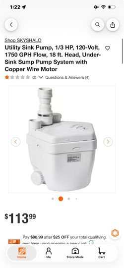 SKYSHALO Utility Sink Sump Pump 1/3 HP