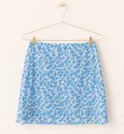 Blue Butterfly Print Silky Mini Skirt – Size M