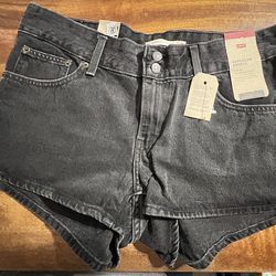 New Levi's Superlow Jean Shorts Women Size 31 Black Denim NWT