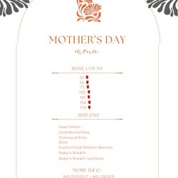 MOTHERS DAY BOUQUETS MENU!