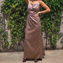 Vintage Watters and Watters Champagne Satin Bridesmaid Dress Size 2