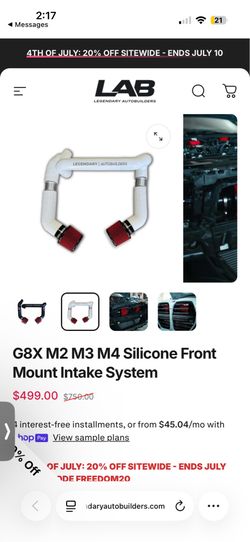 G8X   M2   M3   M4   Silicone   Front Mount   Intake   System