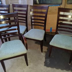 5 Piece Wooden Dining Chairs Set &  Seat Cushions 