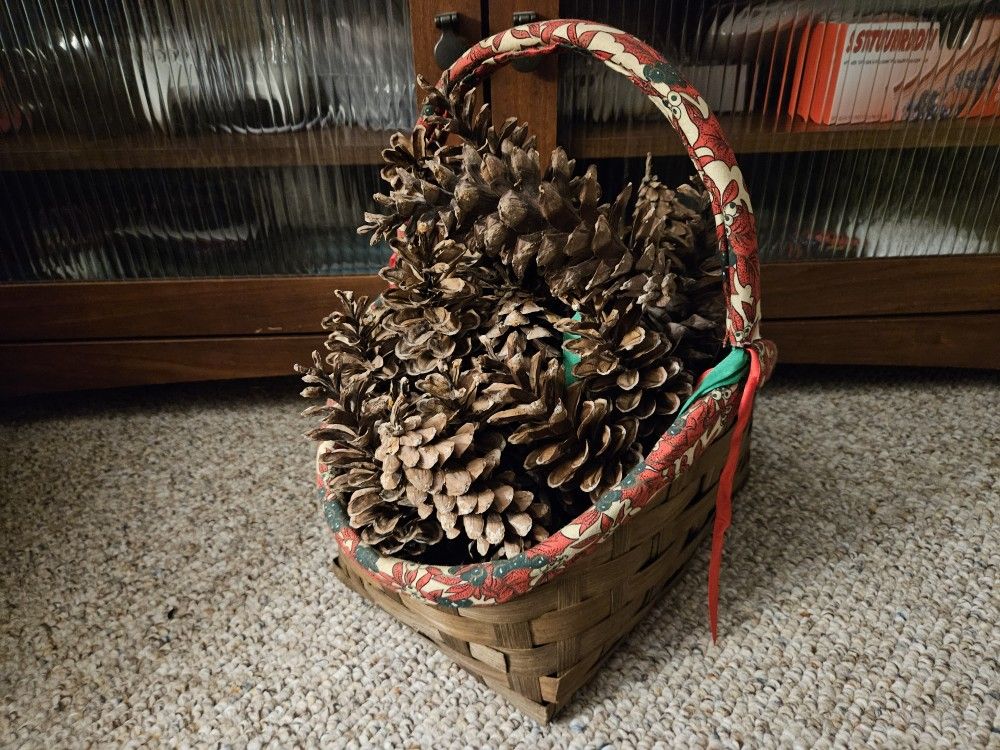 Basket With Pinecones