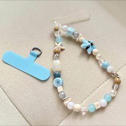 Beach-Themed Beaded Phone Charm Strap
