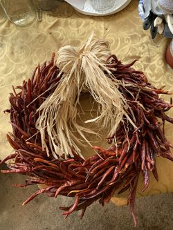 Chili Pepper Wreath And Succulent Arrangements