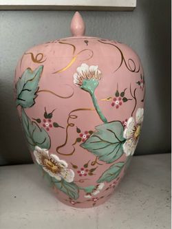 Vintage Hand Painted Pastel Pink Vase