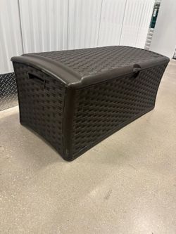 Suncast outdoor storage trunk . With lock accessibility. 47 “ wide , 24 “ depth, 21 “ high … $100