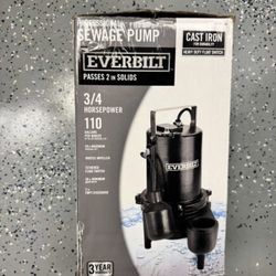 🔥 3/4 HP Professional Sewage Ejector Pump