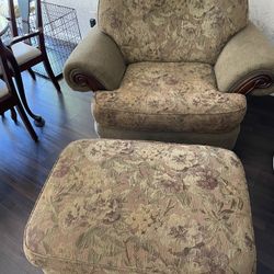 Large Comfortable Chair & Ottoman -Down Feather Skylark -very Clean
