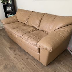 Tan Faux Leather Couch  