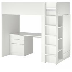 Twin Bed With Desk And Drawer/small Closet 