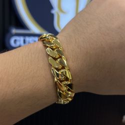 16MM MIAMI CUBAN LINK BRACELET 8” GOLD OVER SILVER PLATED