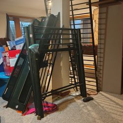 Twin Low Loft Metal Bed Frame With Detachable Slide And Ladder 