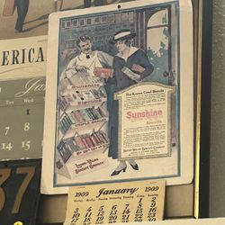 Vintage Advertisement for Sunshine Biscuits, a Calendar from January 1909
