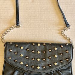 Grace Adele Navy Blue & Rhinestone Crossbody & Clutch Bag EUC