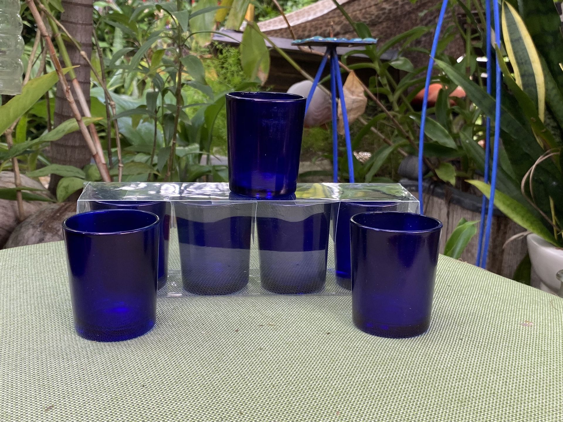 Beautiful Blue Glass Votive Candle Holders