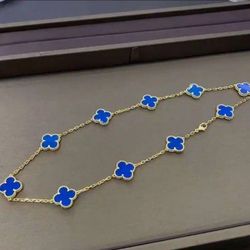 Van Cleef 10 Motifs 18kt GOLD PLATED Blue Agate 
