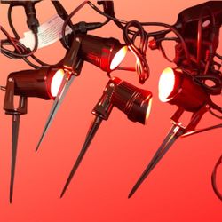 4-Pack of Color Changing LED Spotlights with a 15-foot Wire Setup
