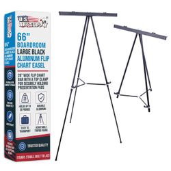 U.S. Art Supply 66" High Boardroom Black Aluminum Flip Chart Easel Retail $39.00