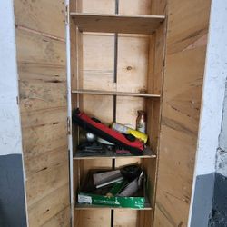 Tall Wooden Tool Shelf / Tool Box With Latch To Lock It