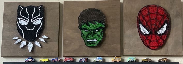 Superhero String Art Hulk Black Panther Spider-Man