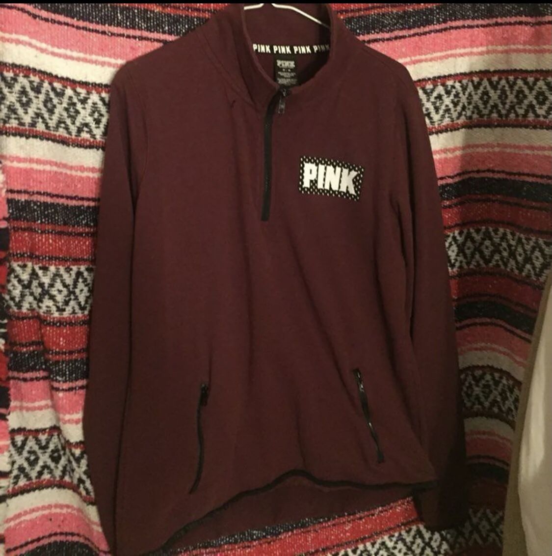 Vs Pink Maroon Half Zip