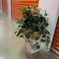 Artificial Fake Plant In Round Handled Basket