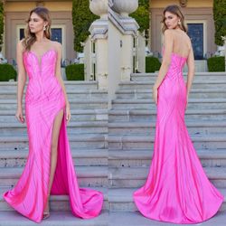 New With Tags Strapless With Structured Bodice Slit Long Formal Dress & Prom Dress $355