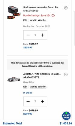 1/7 ARRMA INFRACTION AVC 6S