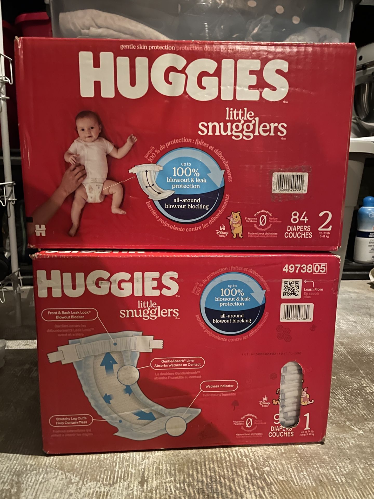 Huggies size 1 & 2 Boxes Unopened 