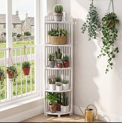 5-Tier 43.31 Inch Freestanding PVC Corner Shelf, Waterproof Storage Unit For Bathroom/Kitchen/Living Room – Anti-Wobble & Sturdy