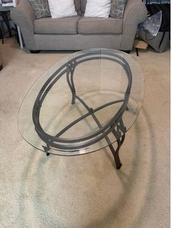 Living room glass table with two side tables