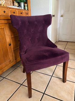 Purple Velvet Tufted Accent Chair