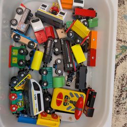 Wooden trains and city set