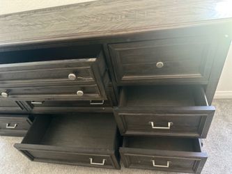 Gray Dresser with 9 Drawers and 2 night stand
