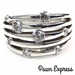 Sterling Silver Cubic Zirconia 5-Row Ring 