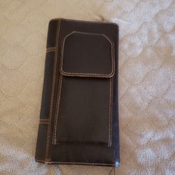 Brown Real Leather Wallet with Cell Phone Case $5