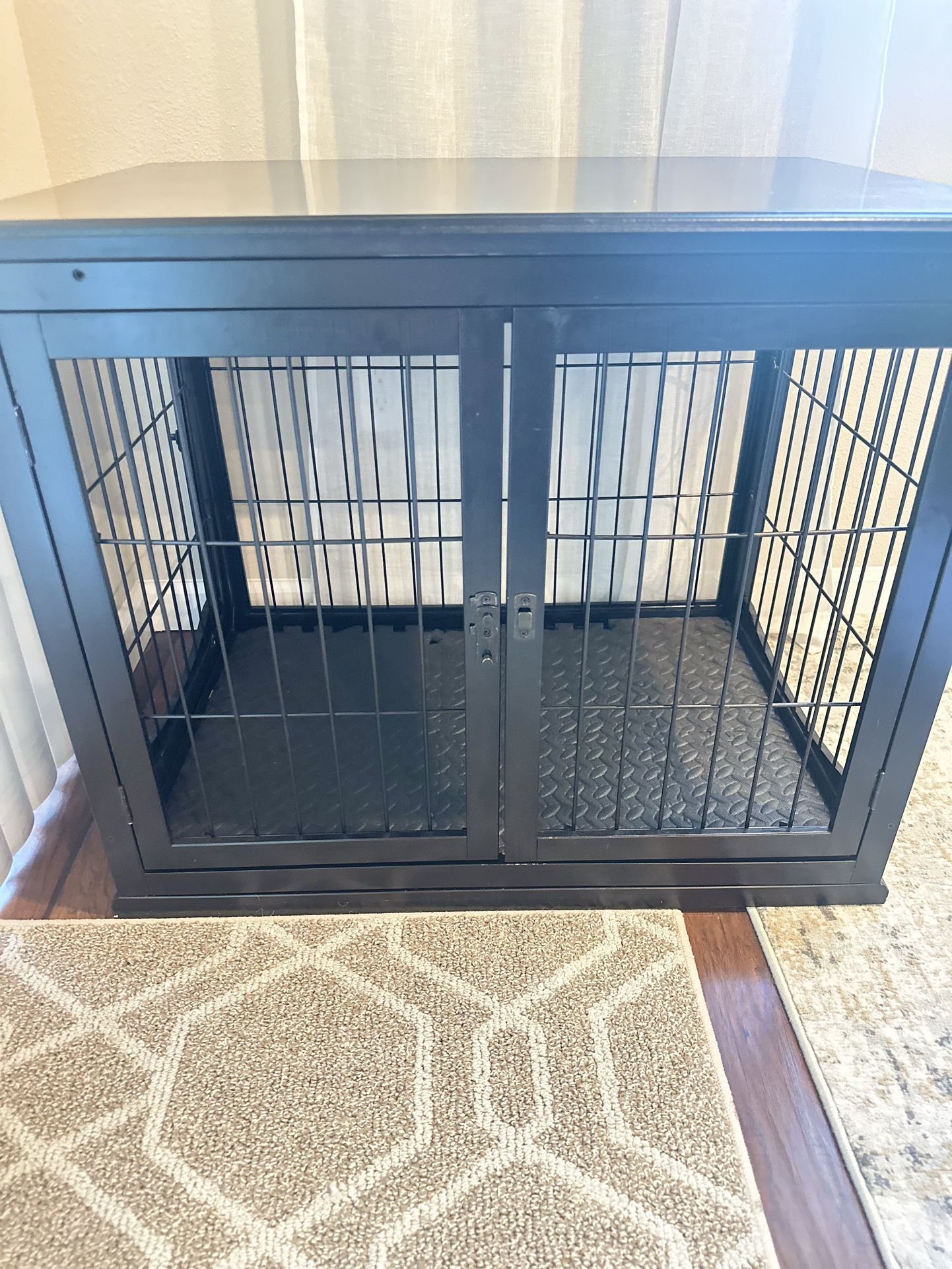 === 2 Door Black Dog Crate (end Table / Wood/ Metal) ===