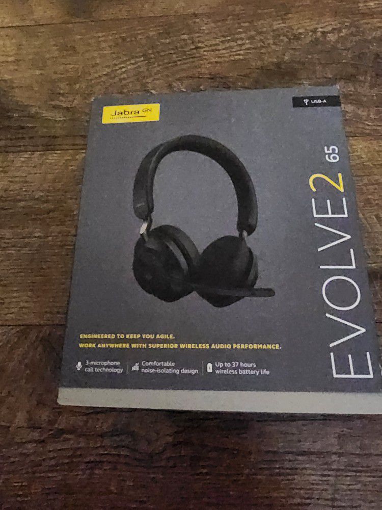 Jabra Evolve2 65 UC Wireless Headphones with Link380a, Stereo, Black – Wireless Bluetooth Headset for Calls and Music, 37 Hours of Battery Life