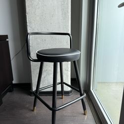 4 Black and Gold Counter Stools 